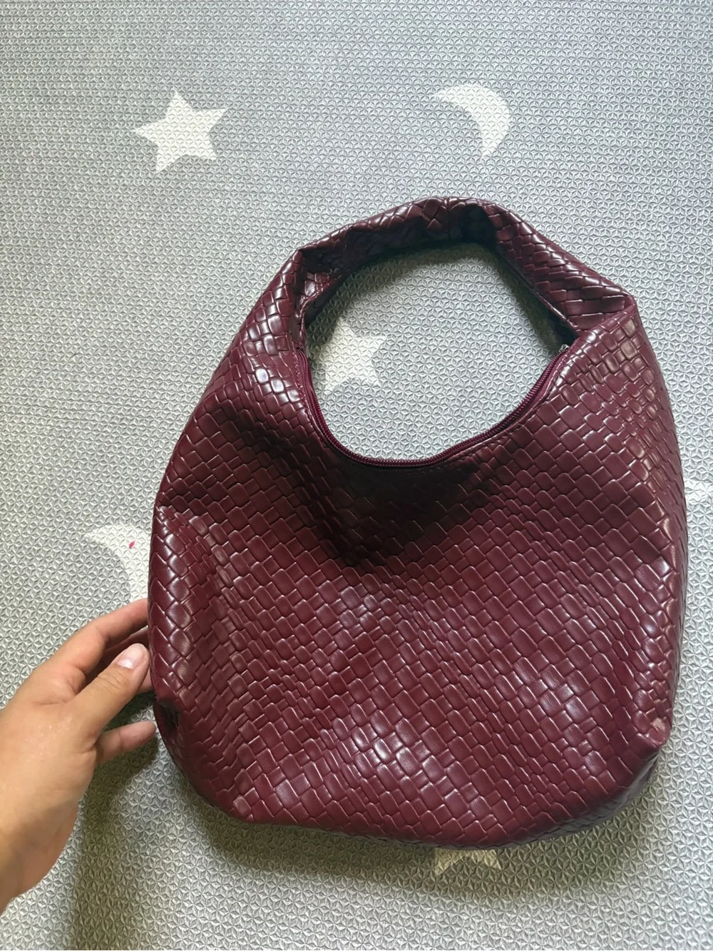 SHEIN Woven Hobo Bag - Wine